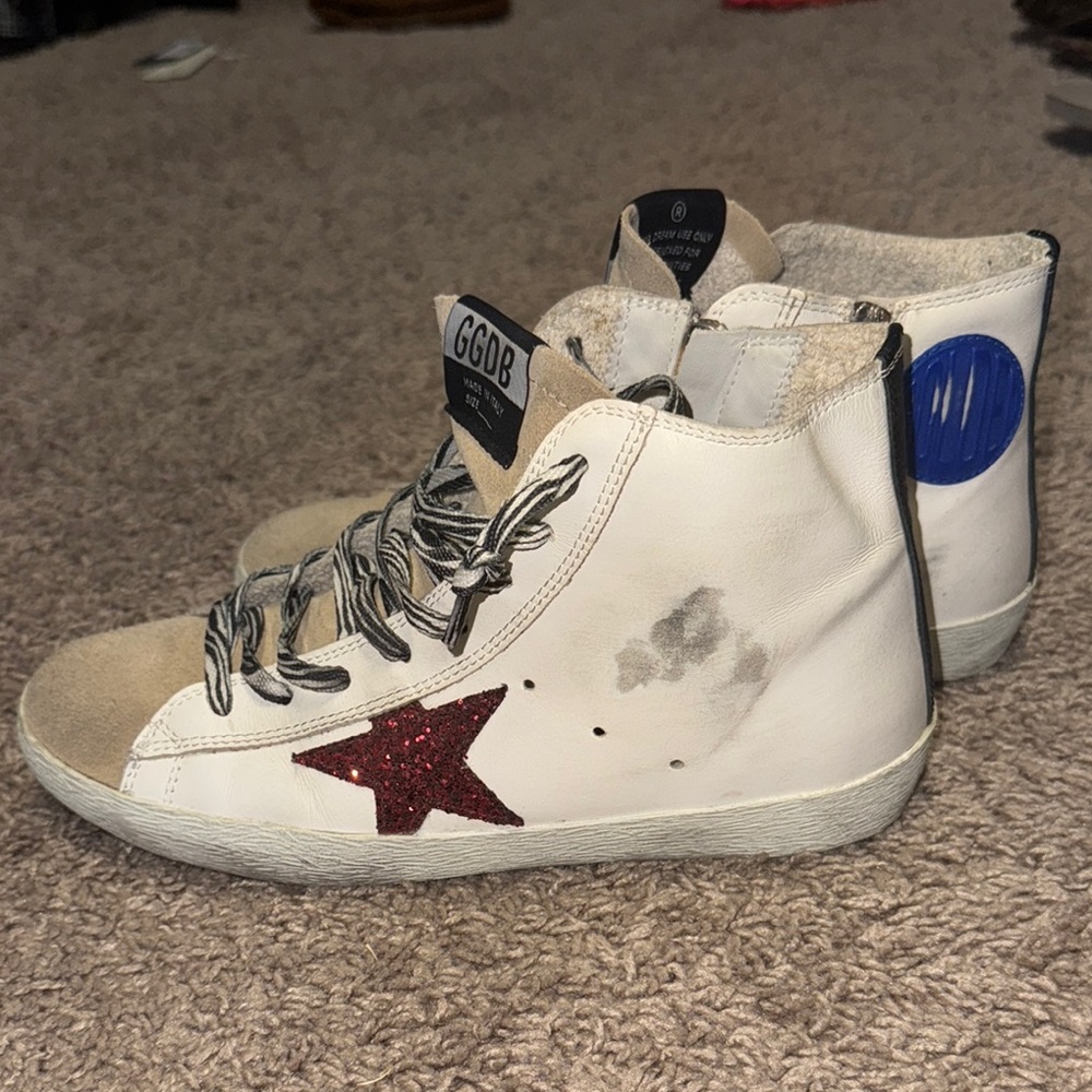 Golden Goose High-Top Sneakers - White and Tan - Picture 2 of 3